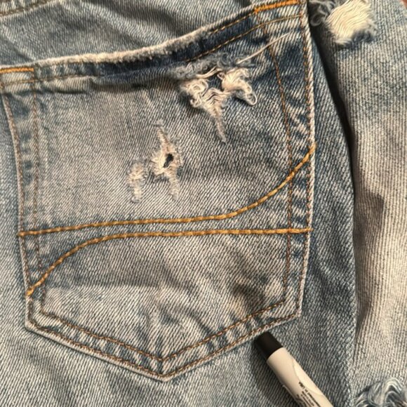 Hollister Jean Cut Off Shorts High Waist Button Fly Raw Hem Distress Stretch 30 - Picture 12 of 16